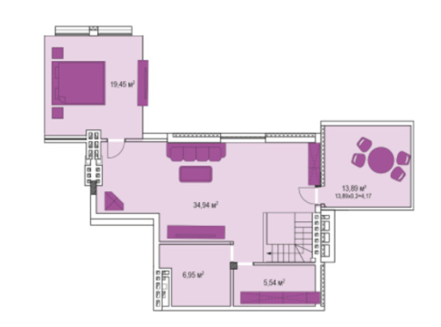 ЖК Лавандовый: планировка 4-комнатной квартиры 130.67 м²