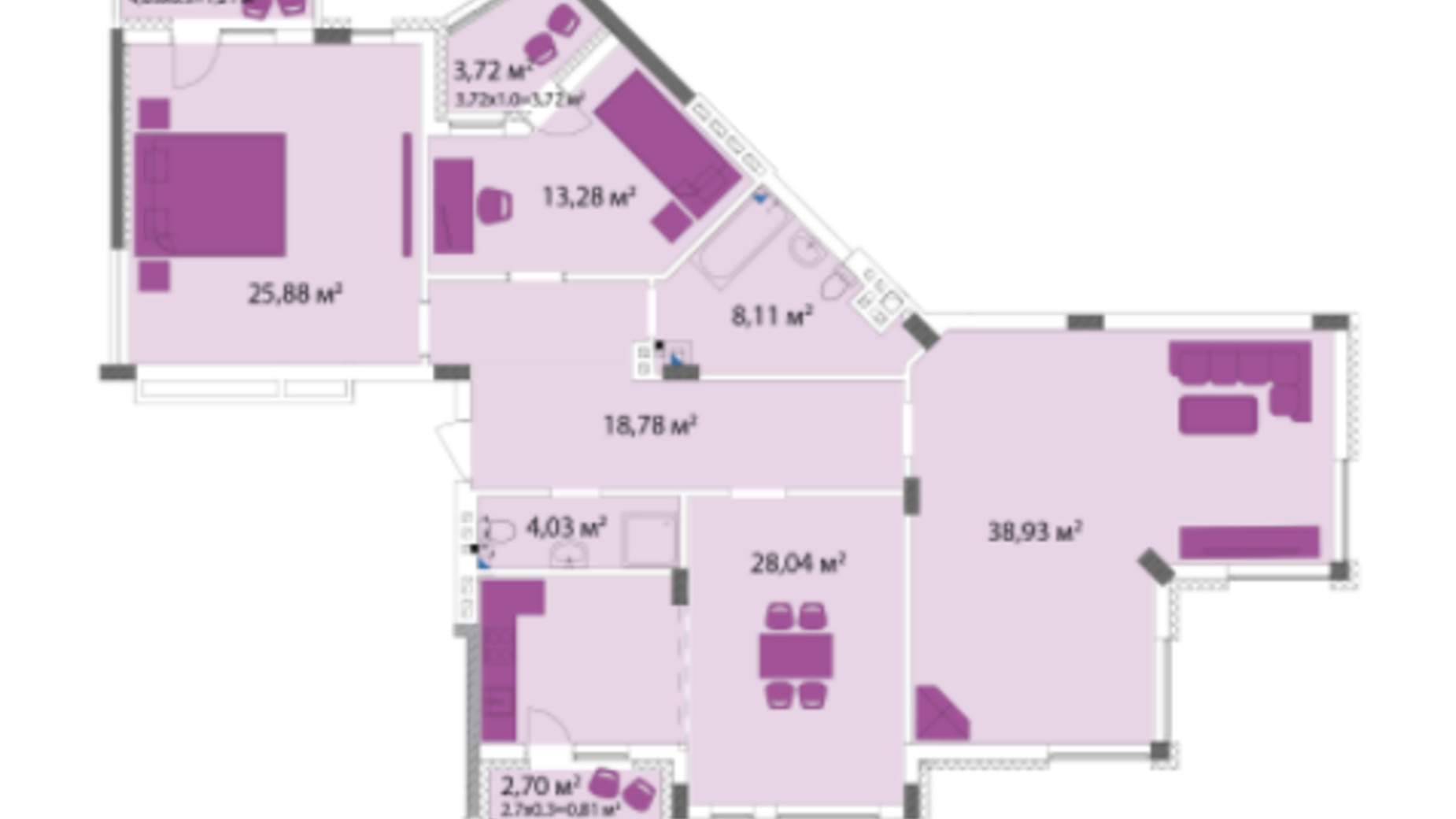 Планировка 3-комнатной квартиры в ЖК Лавандовый 142.79 м², фото 219133