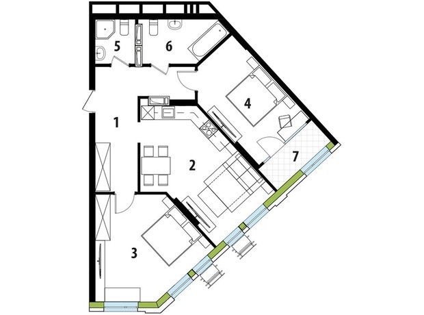 ЖК Madison Gardens: планування 2-кімнатної квартири 82.29 м²
