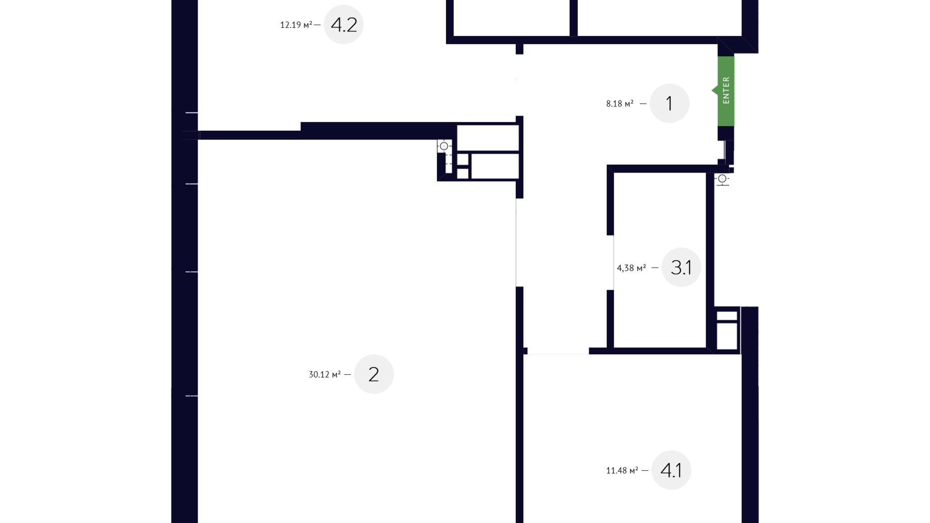 Планировка 2-комнатной квартиры в ЖК White Lines 73.7 м², фото 219235