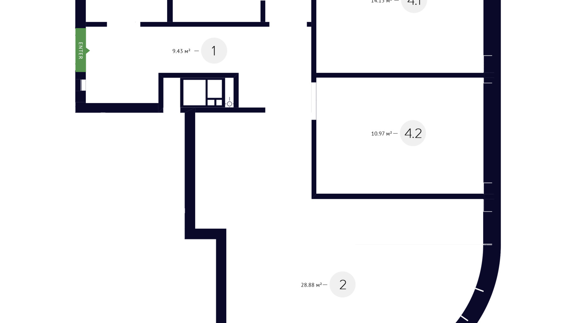 Планування 2-кімнатної квартири в ЖК White Lines 70.47 м², фото 219238