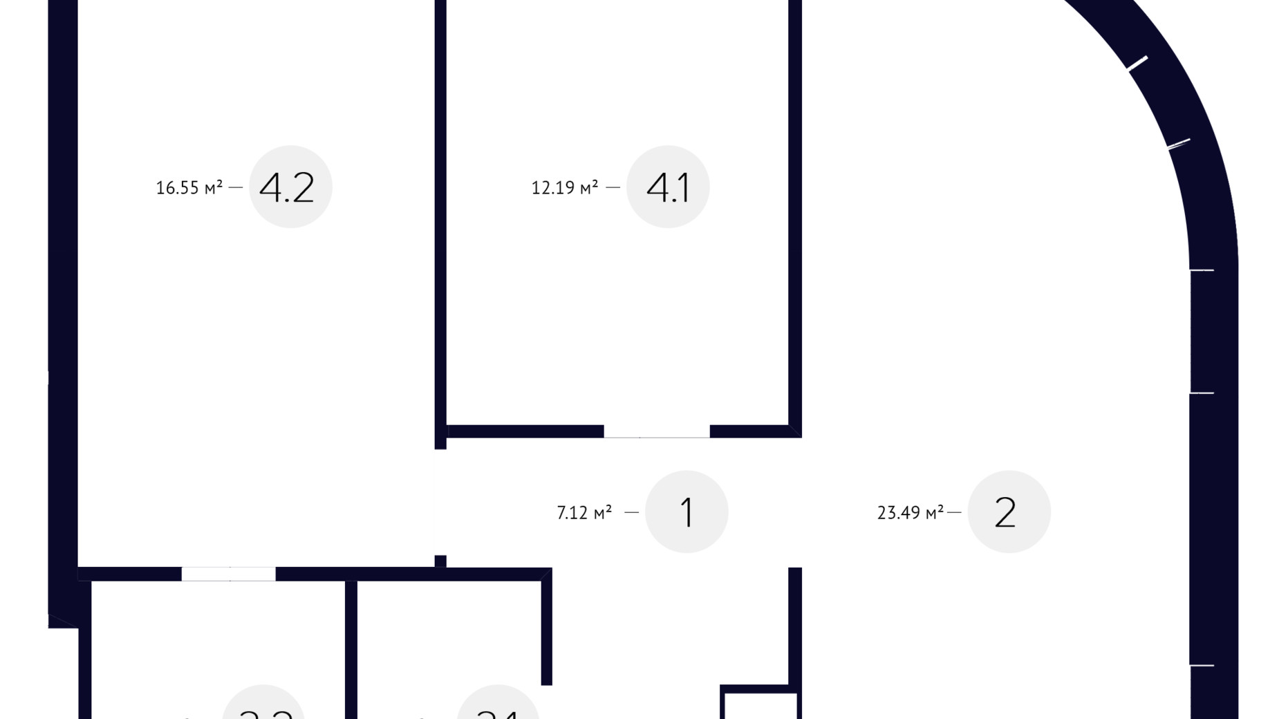 Планування 2-кімнатної квартири в ЖК White Lines 71.05 м², фото 219239