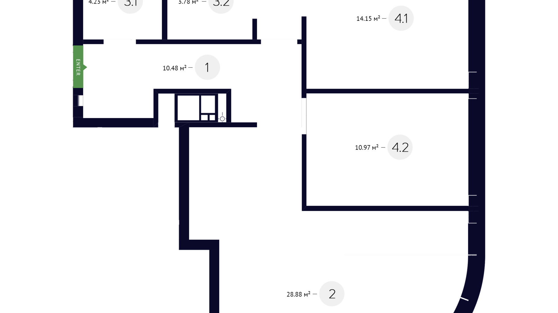 Планування 2-кімнатної квартири в ЖК White Lines 72.19 м², фото 219241