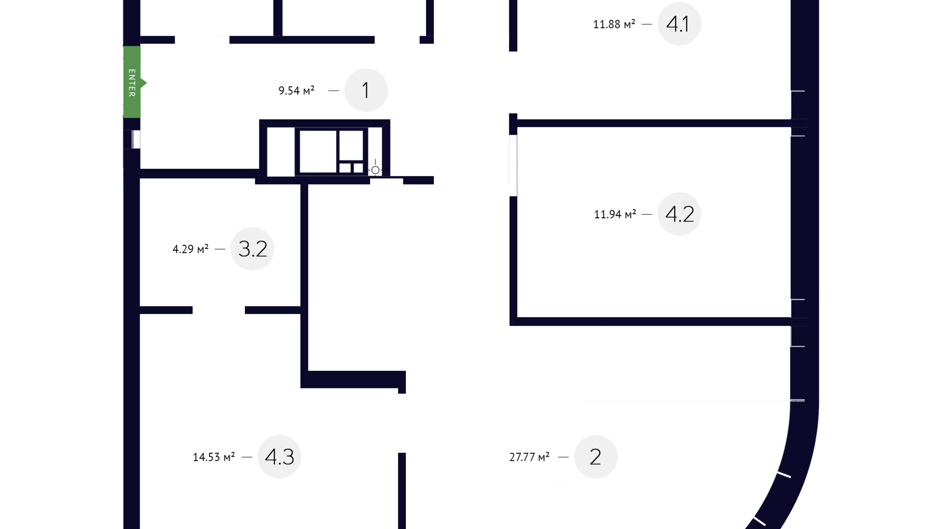 Планування 3-кімнатної квартири в ЖК White Lines 88.23 м², фото 219253