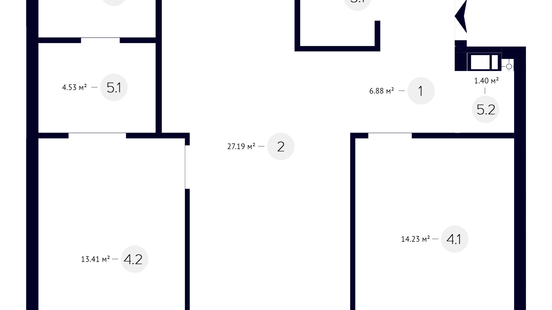 Планування 2-кімнатної квартири в ЖК White Lines 75.36 м², фото 219269