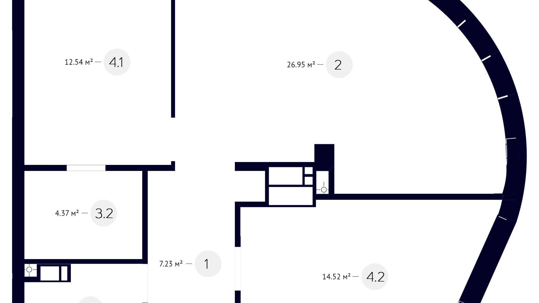 Планировка 2-комнатной квартиры в ЖК White Lines 69.61 м², фото 219277