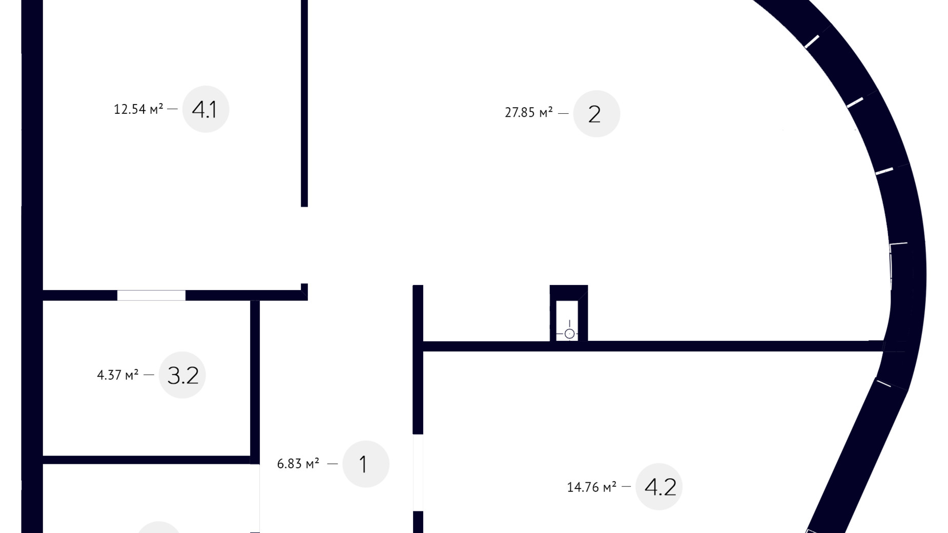 Планировка 2-комнатной квартиры в ЖК White Lines 70.81 м², фото 219278