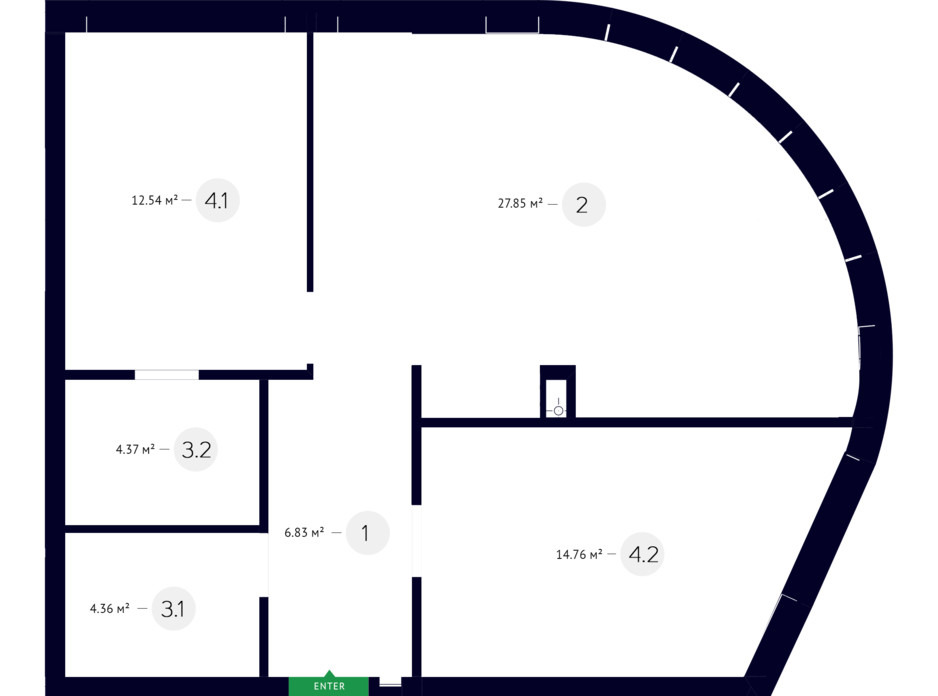 Планування 2-кімнатної квартири в ЖК White Lines 70.81 м², фото 219278 Планування 2-кімнатної квартири в ЖК White Lines 70.81 м², фото 219278