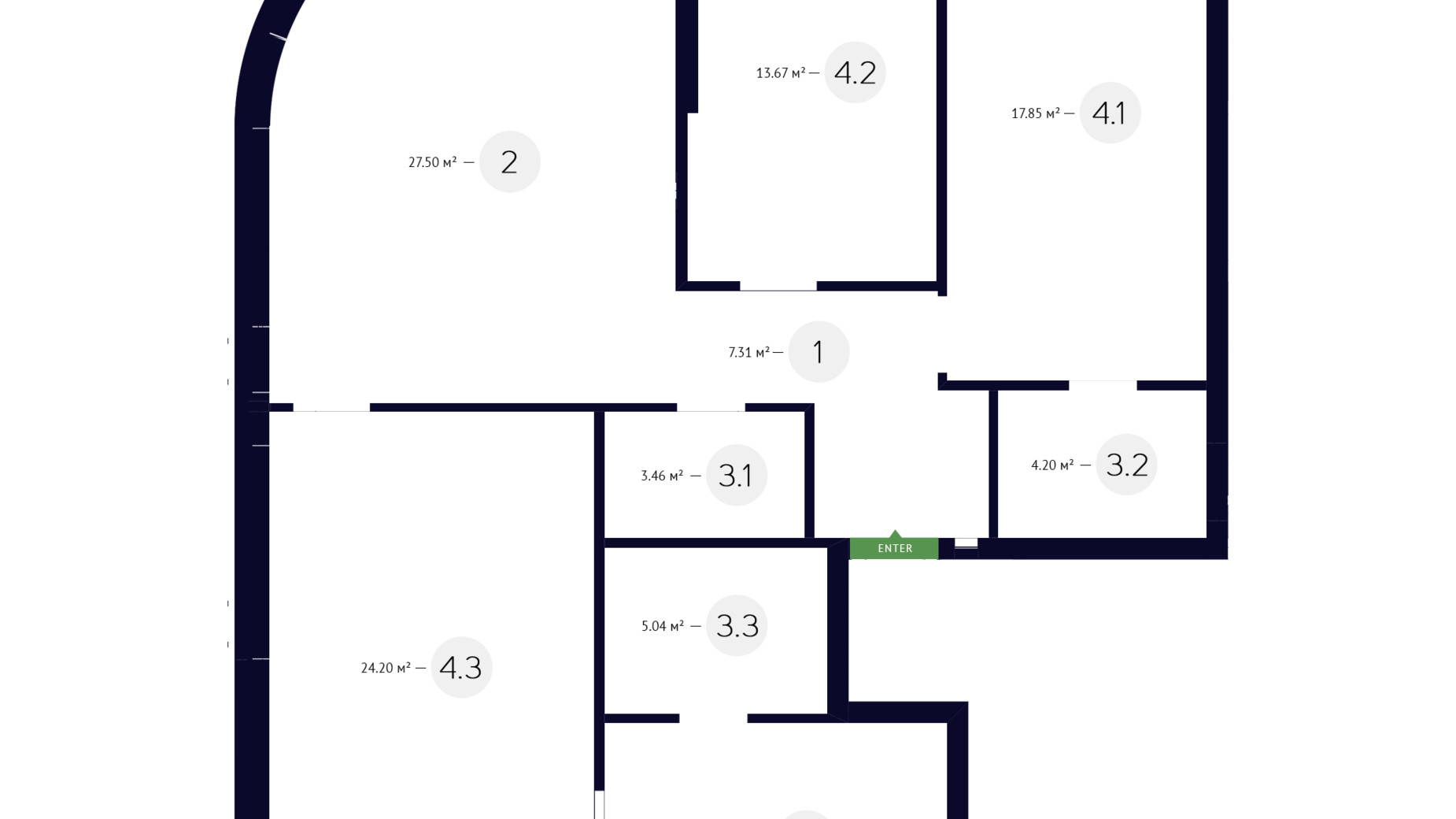 Планировка 3-комнатной квартиры в ЖК White Lines 113.91 м², фото 219288