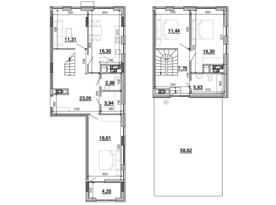 Планировка многоуровневой квартиры в ЖК Містечко Підзамче 138.99 м², фото 219386 Планировка многоуровневой квартиры в ЖК Містечко Підзамче 138.99 м², фото 219386