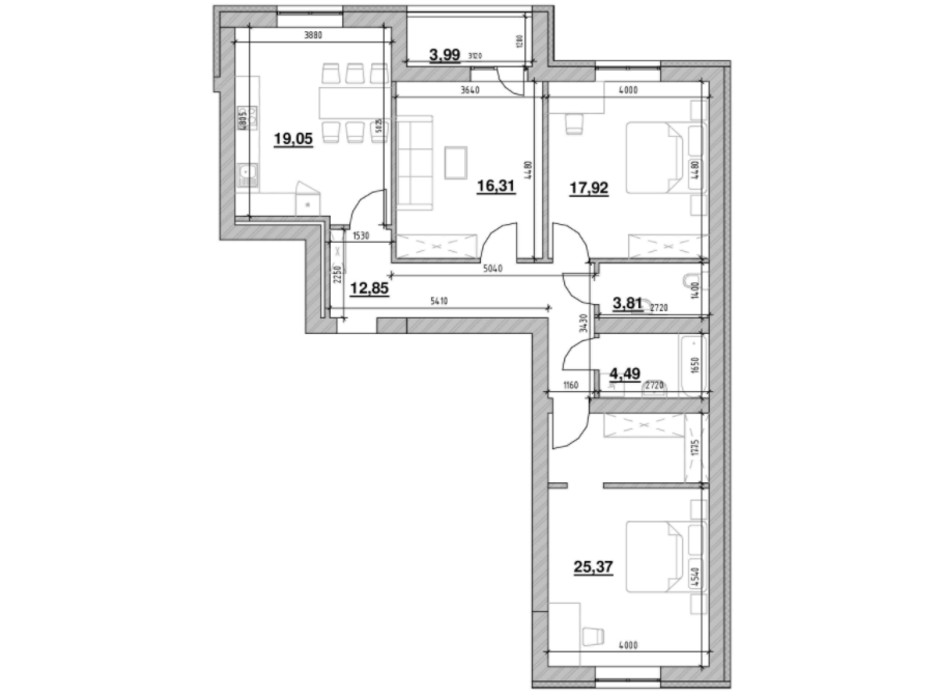 Планування 3-кімнатної квартири в ЖК Шенген 103.79 м², фото 219853 Планування 3-кімнатної квартири в ЖК Шенген 103.79 м², фото 219853