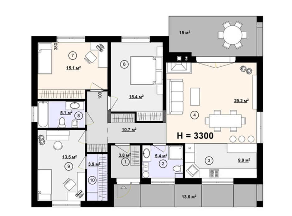 Планировка коттеджа в КГ Новая Конча-Заспа Crystal 120 м², фото 220078 Планировка коттеджа в КГ Новая Конча-Заспа Crystal 120 м², фото 220078