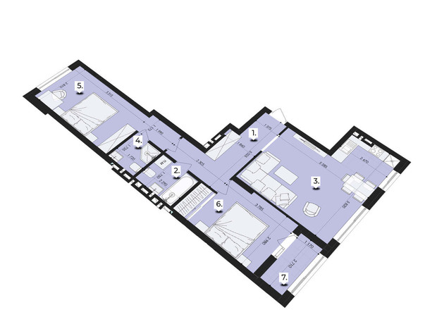 ЖК Royal Park: планування 2-кімнатної квартири 75.67 м²