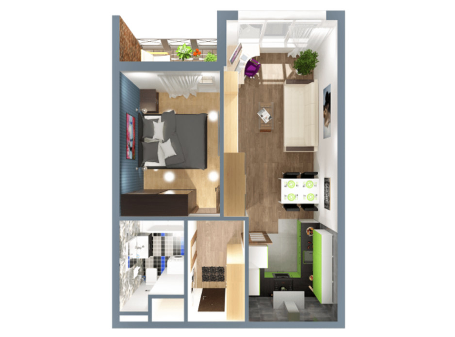 Планировка 1-комнатной квартиры в ЖК А12 на Симоненко 40 м², фото 220343 Планировка 1-комнатной квартиры в ЖК А12 на Симоненко 40 м², фото 220343