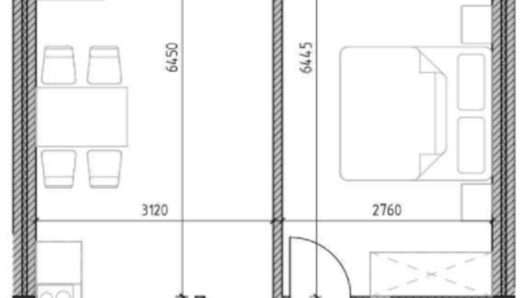 Планировка 1-комнатной квартиры в ЖК Голоські кручі 51.25 м², фото 220534