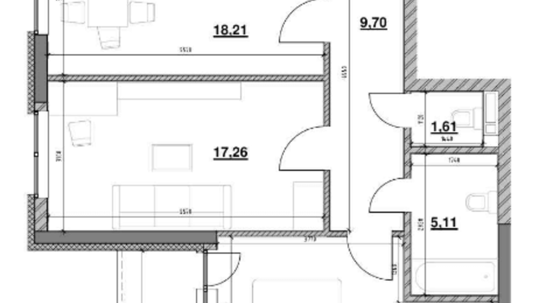 Планування 2-кімнатної квартири в ЖК Ok'Land 70.44 м², фото 220920