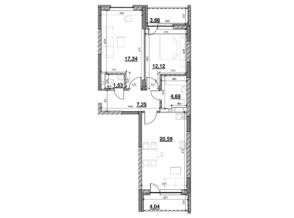 Планировка 2-комнатной квартиры в ЖК Ok`Land 71.24 м², фото 220921 Планировка 2-комнатной квартиры в ЖК Ok`Land 71.24 м², фото 220921