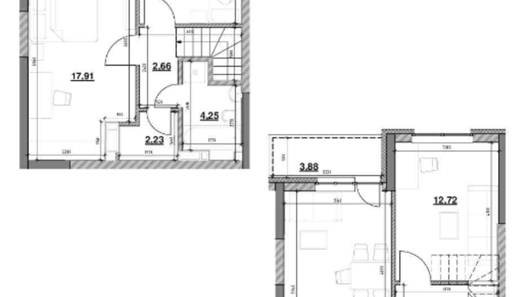 Планировка много­уровневой квартиры в ЖК Ok'Land 82.25 м², фото 220926