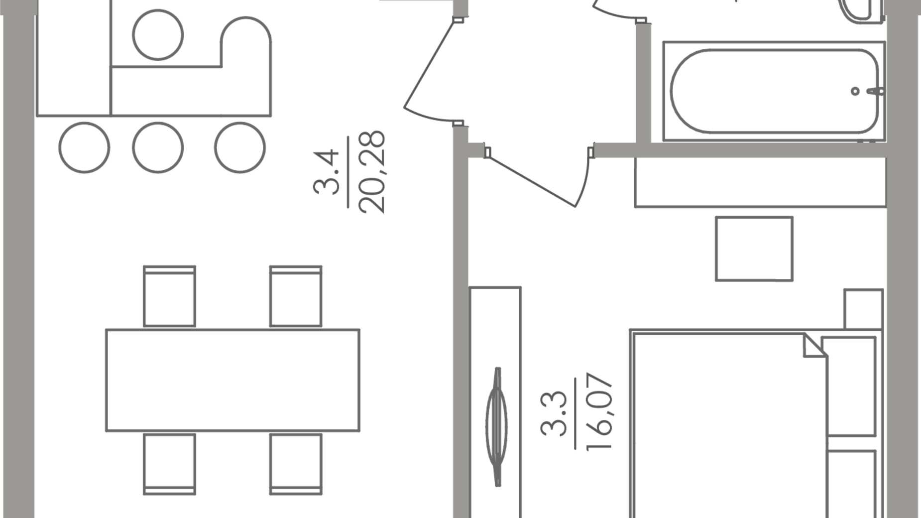 Планировка 1-комнатной квартиры в ЖК Greenville на Печерске 47 м², фото 221540