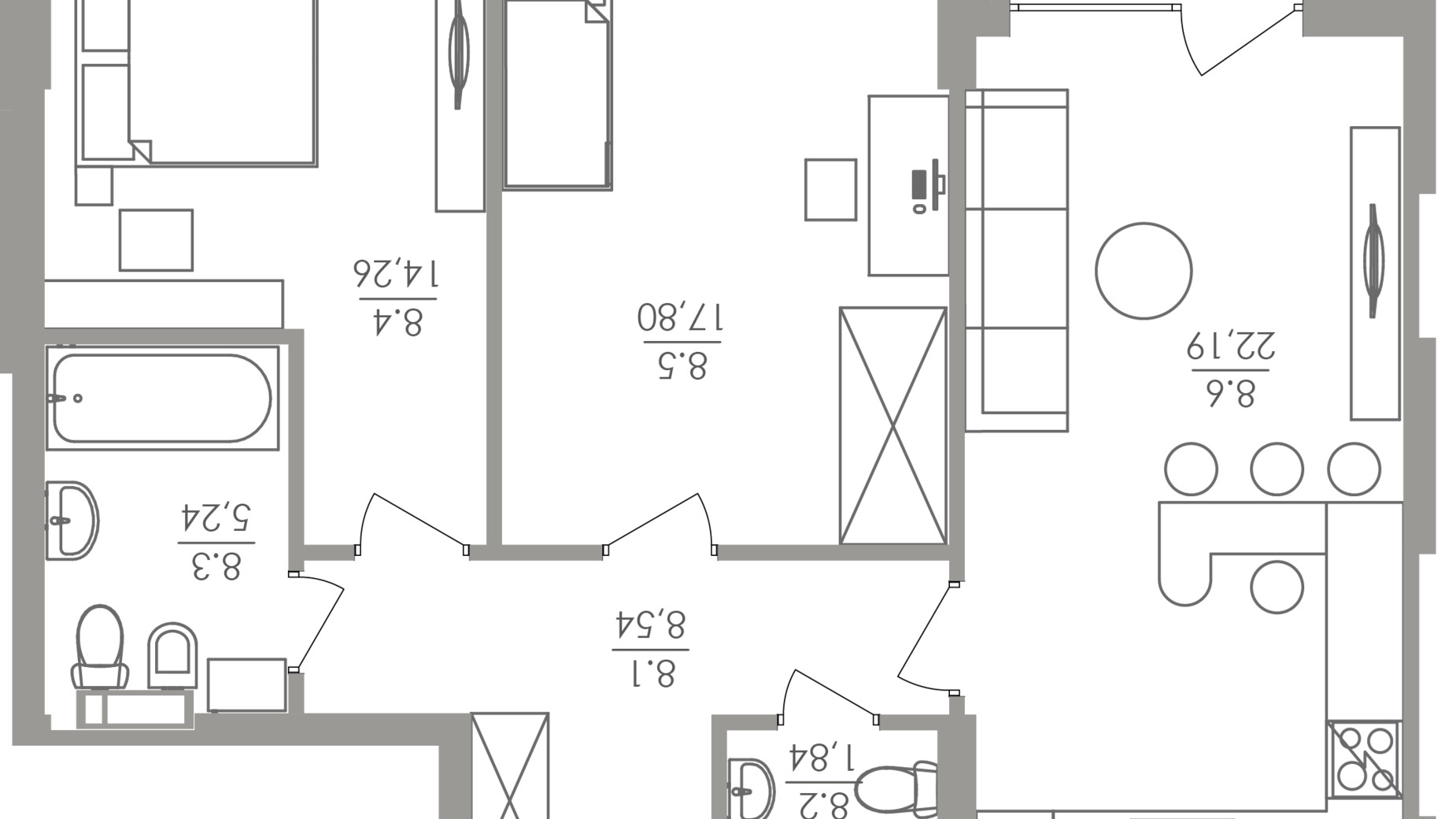 Планировка 2-комнатной квартиры в ЖК Greenville на Печерске 70.7 м², фото 221549