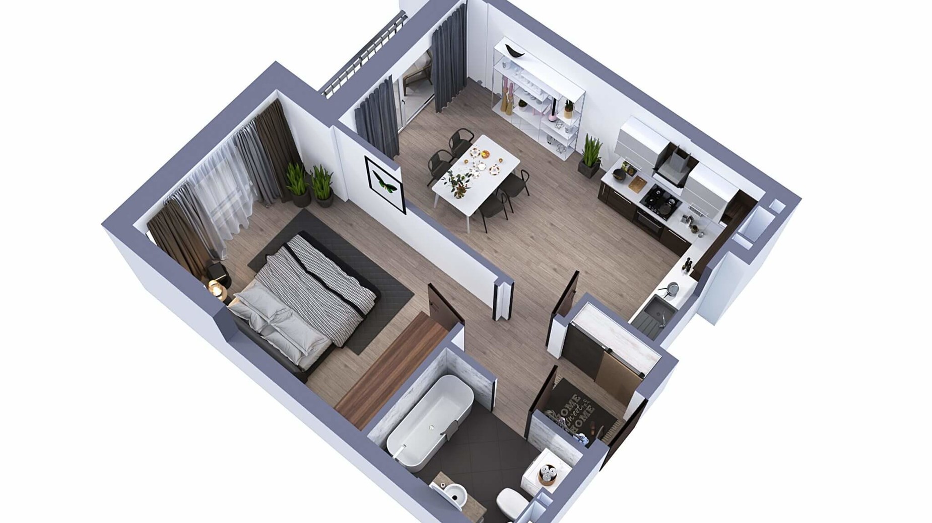 Планировка 1-комнатной квартиры в ЖК Greenville на Печерске 47 м², фото 221560