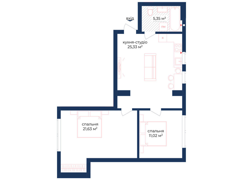 Планировка 2-комнатной квартиры в КД Liverpool House 70.58 м², фото 221925 Планировка 2-комнатной квартиры в КД Liverpool House 70.58 м², фото 221925