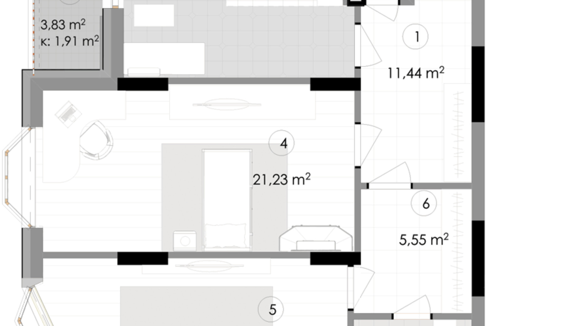 Планировка 2-комнатной квартиры в ЖК Подол Град Vintage 78.79 м², фото 222318