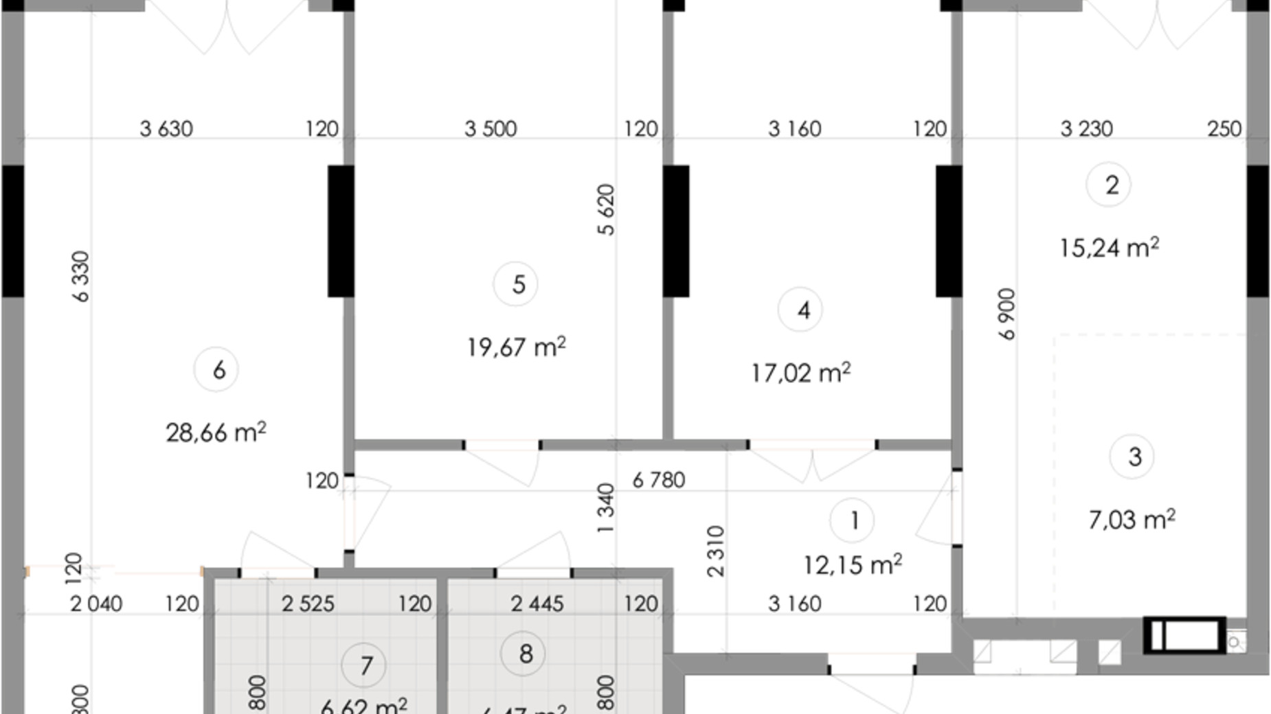 Планування 3-кімнатної квартири в ЖК Подол Град Vintage 116.71 м², фото 222327