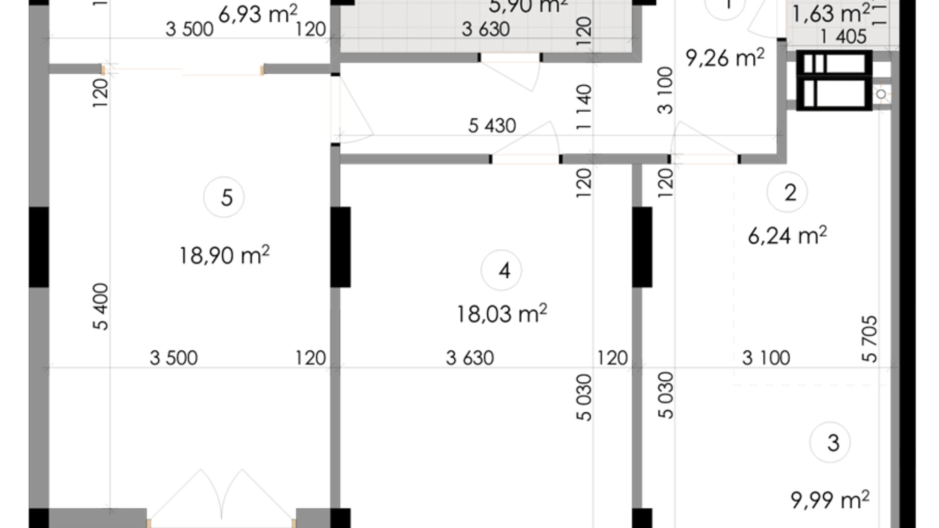 Планировка 2-комнатной квартиры в ЖК Подол Град Vintage 50.58 м², фото 222330