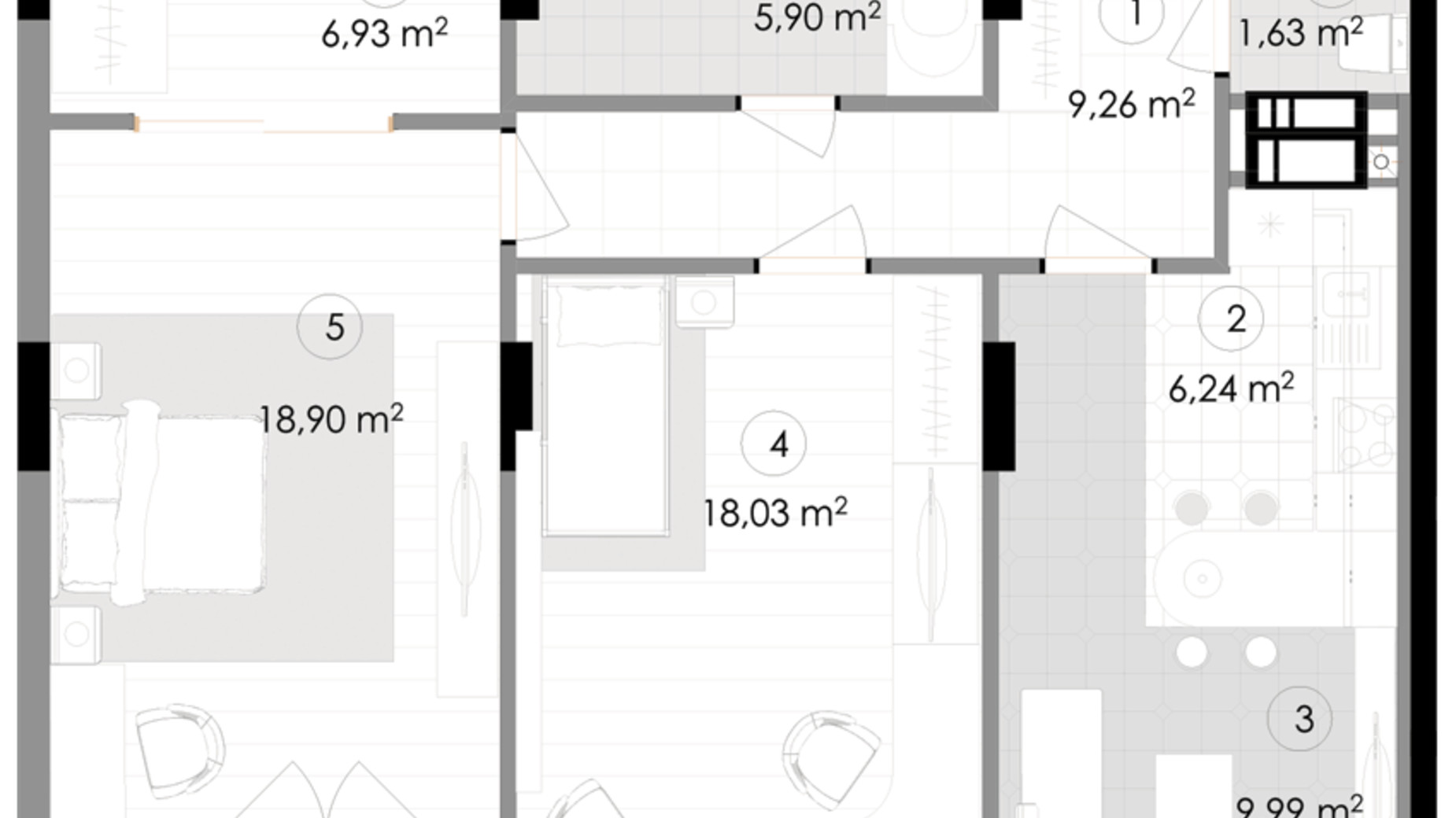 Планировка 2-комнатной квартиры в ЖК Подол Град Vintage 50.58 м², фото 222334