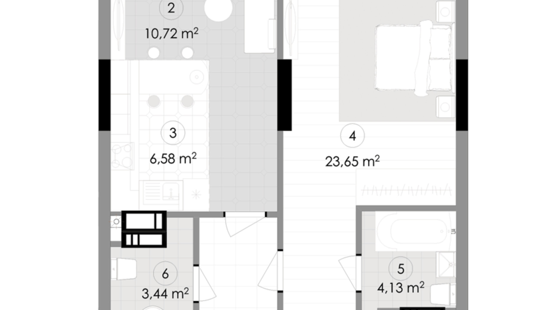 Планировка 1-комнатной квартиры в ЖК Подол Град Vintage 60.42 м², фото 222346