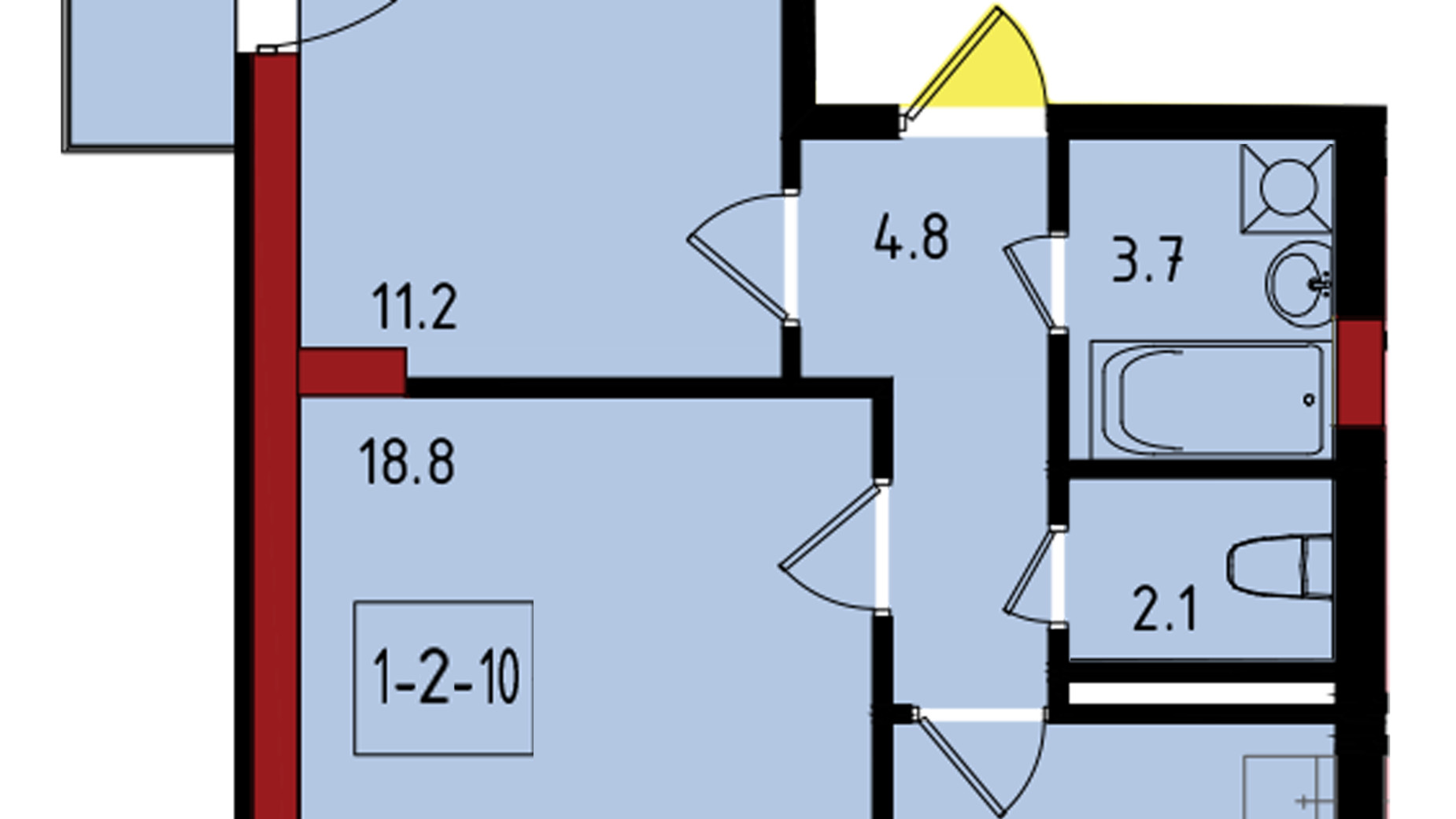 Планування 2-кімнатної квартири в ЖК Калейдоскоп 51.4 м², фото 222828