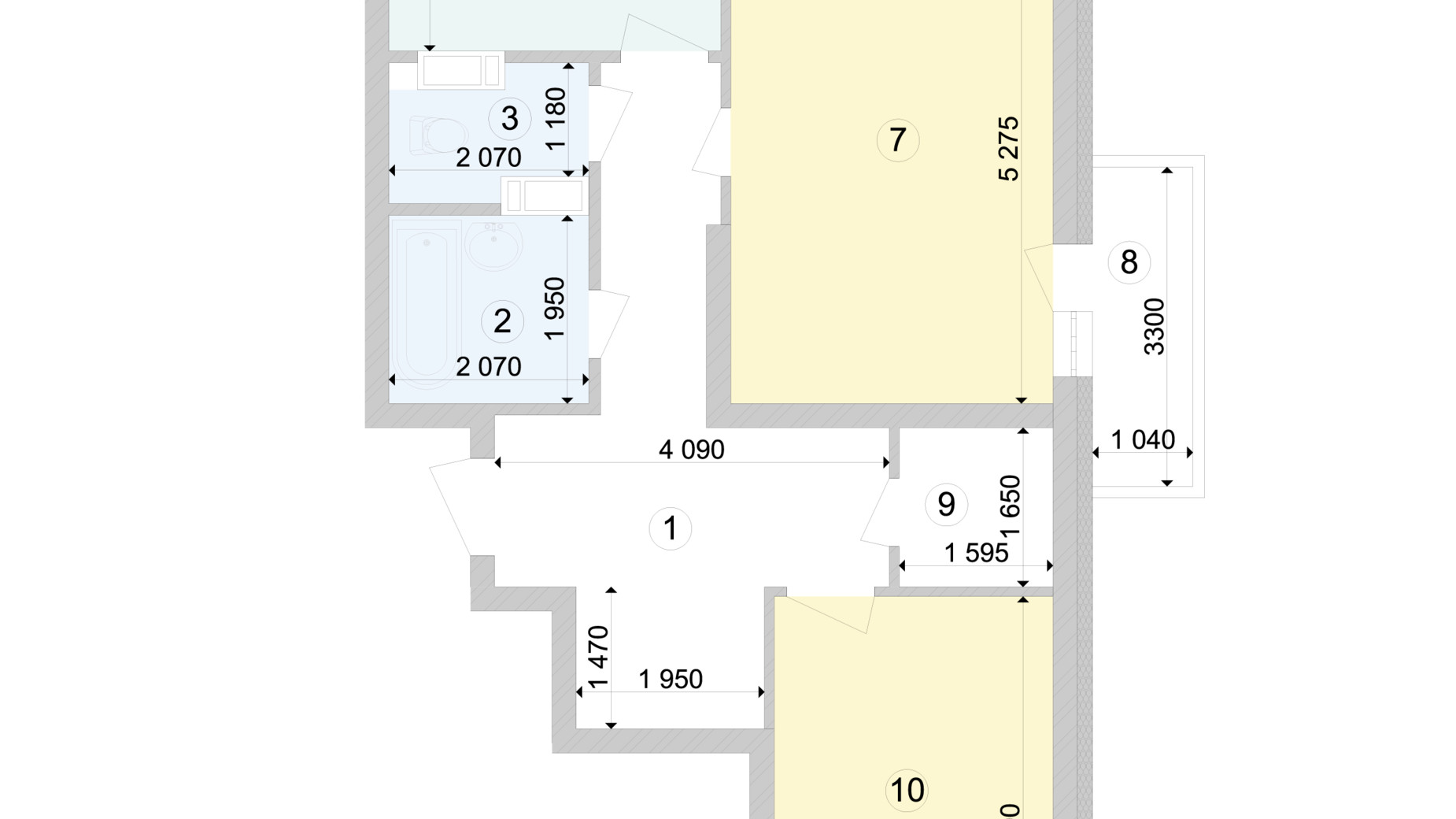 Планировка 2-комнатной квартиры в ЖК Голосеевская Долина 68.88 м², фото 222874