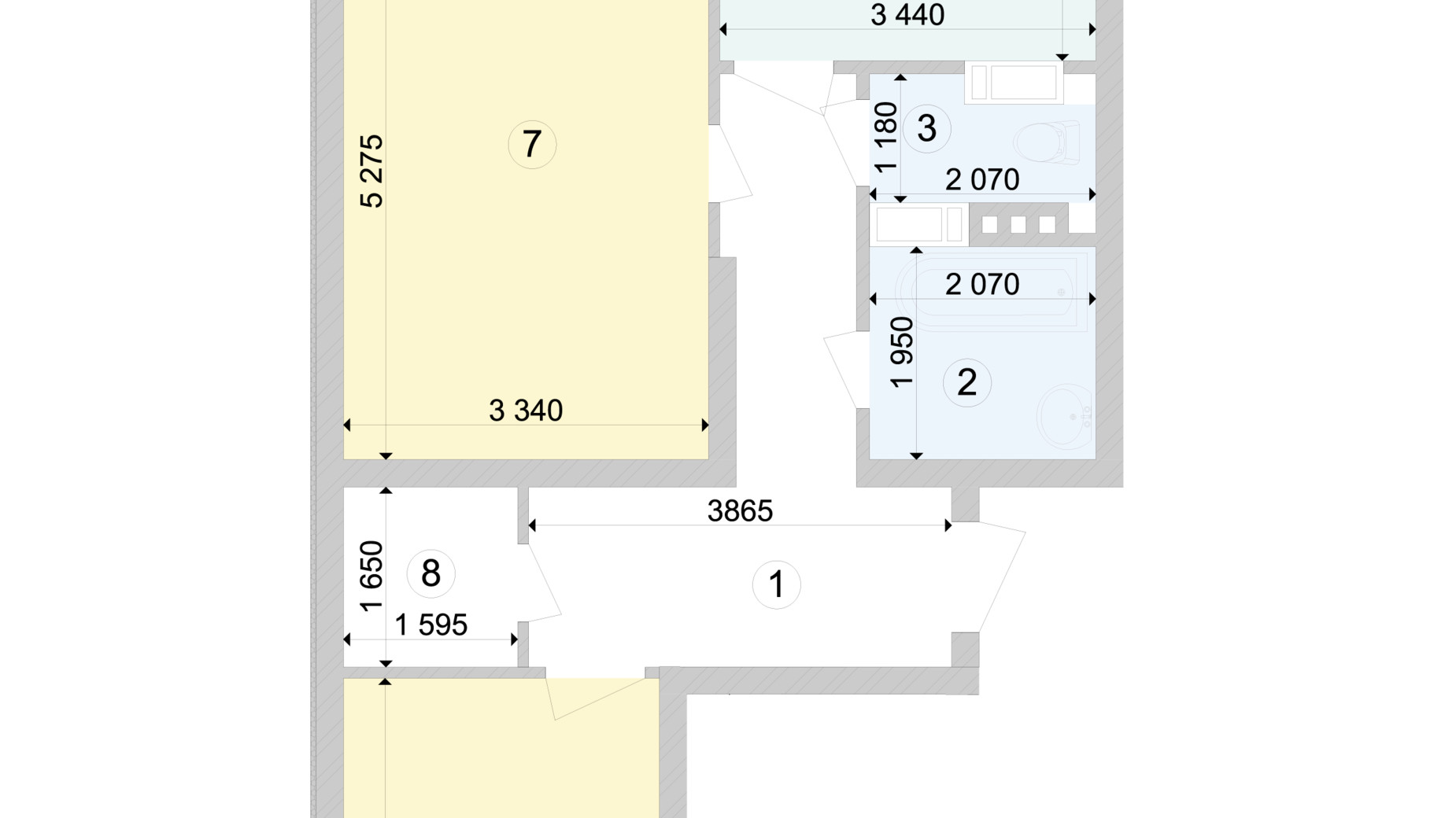 Планування 2-кімнатної квартири в ЖК Голосіївська Долина 64.07 м², фото 222875