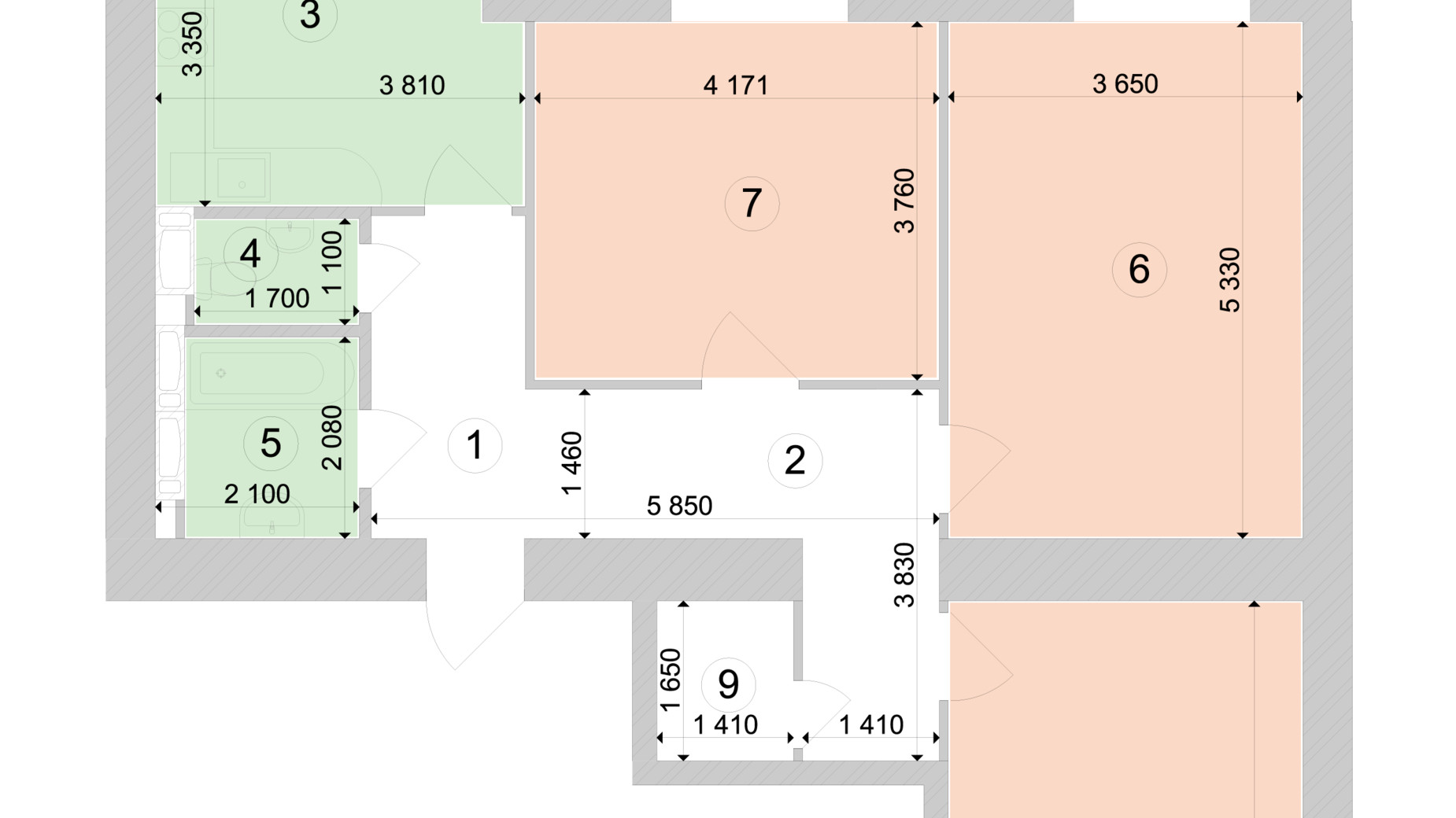 Планування 3-кімнатної квартири в ЖК Голосіївська Долина 90.01 м², фото 222964