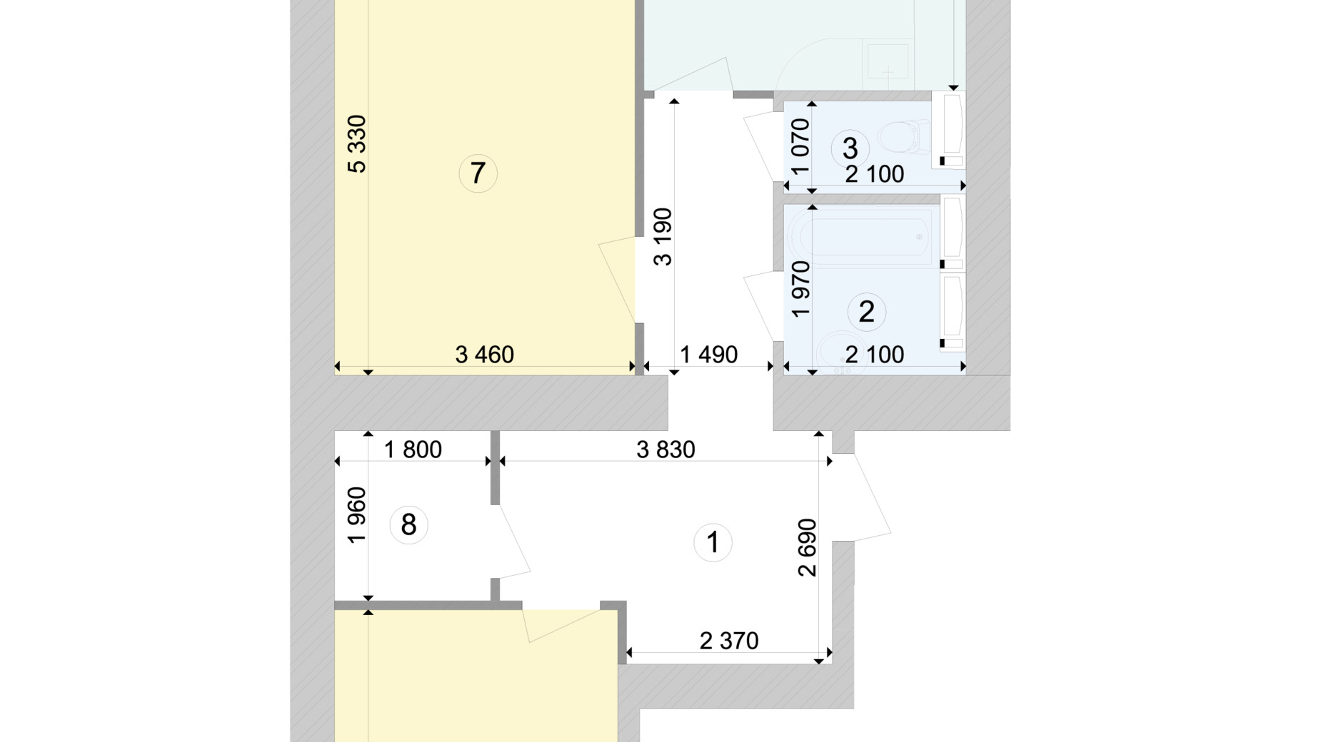 Планировка 2-комнатной квартиры в ЖК Голосеевская Долина 72.83 м², фото 222968