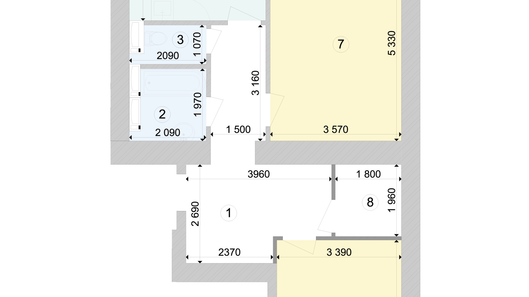 Планування 2-кімнатної квартири в ЖК Голосіївська Долина 74.26 м², фото 222969