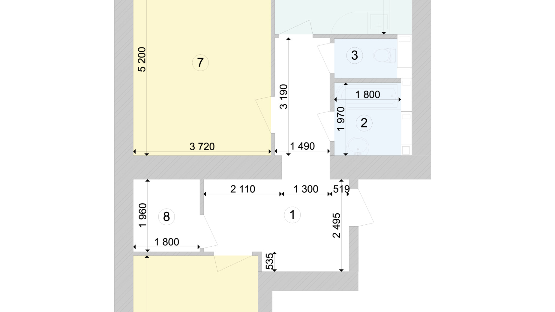 Планування 2-кімнатної квартири в ЖК Голосіївська Долина 72.79 м², фото 222971