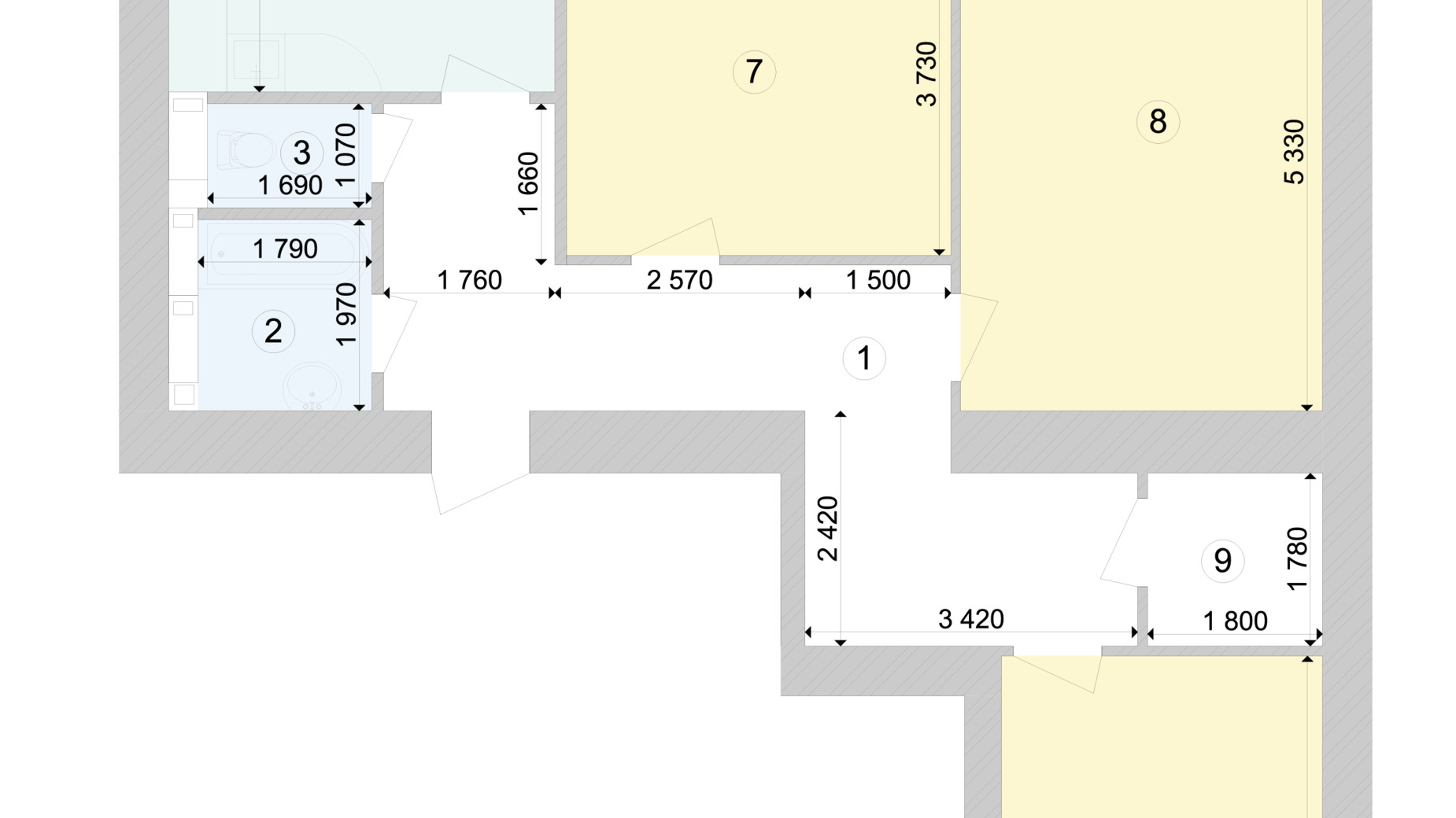 Планування 3-кімнатної квартири в ЖК Голосіївська Долина 93.28 м², фото 222973