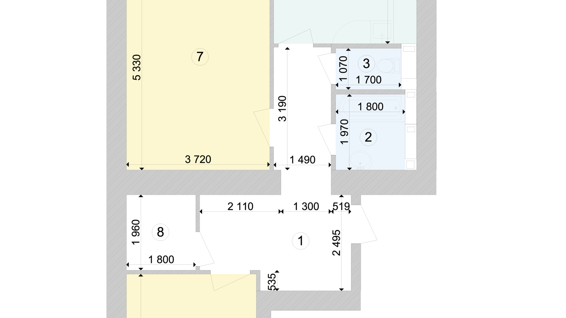 Планировка 2-комнатной квартиры в ЖК Голосеевская Долина 74.34 м², фото 222974