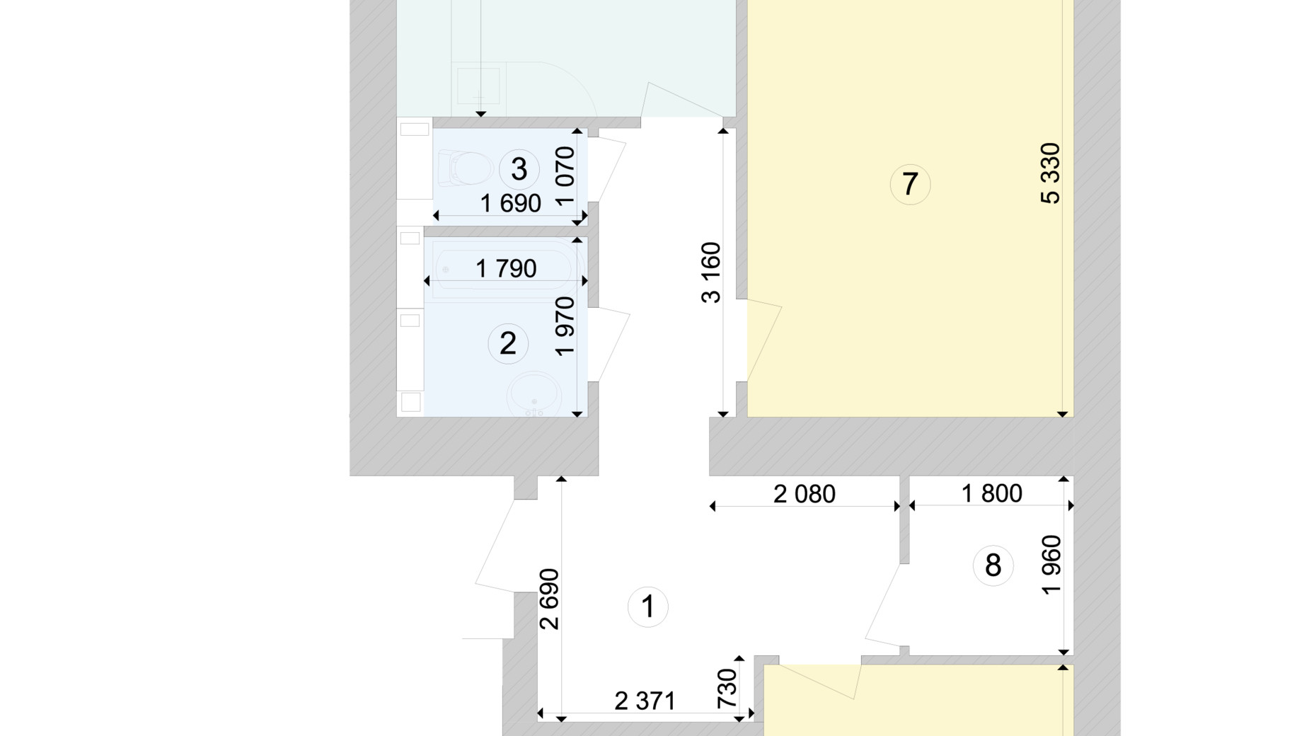 Планировка 2-комнатной квартиры в ЖК Голосеевская Долина 76.92 м², фото 222977