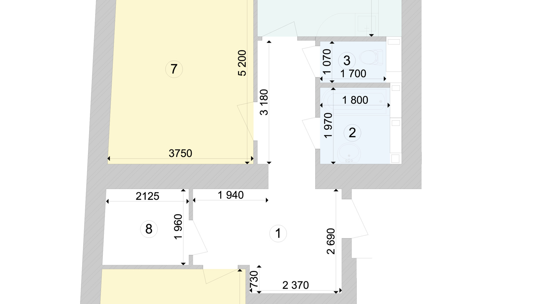 Планировка 2-комнатной квартиры в ЖК Голосеевская Долина 75.32 м², фото 222978