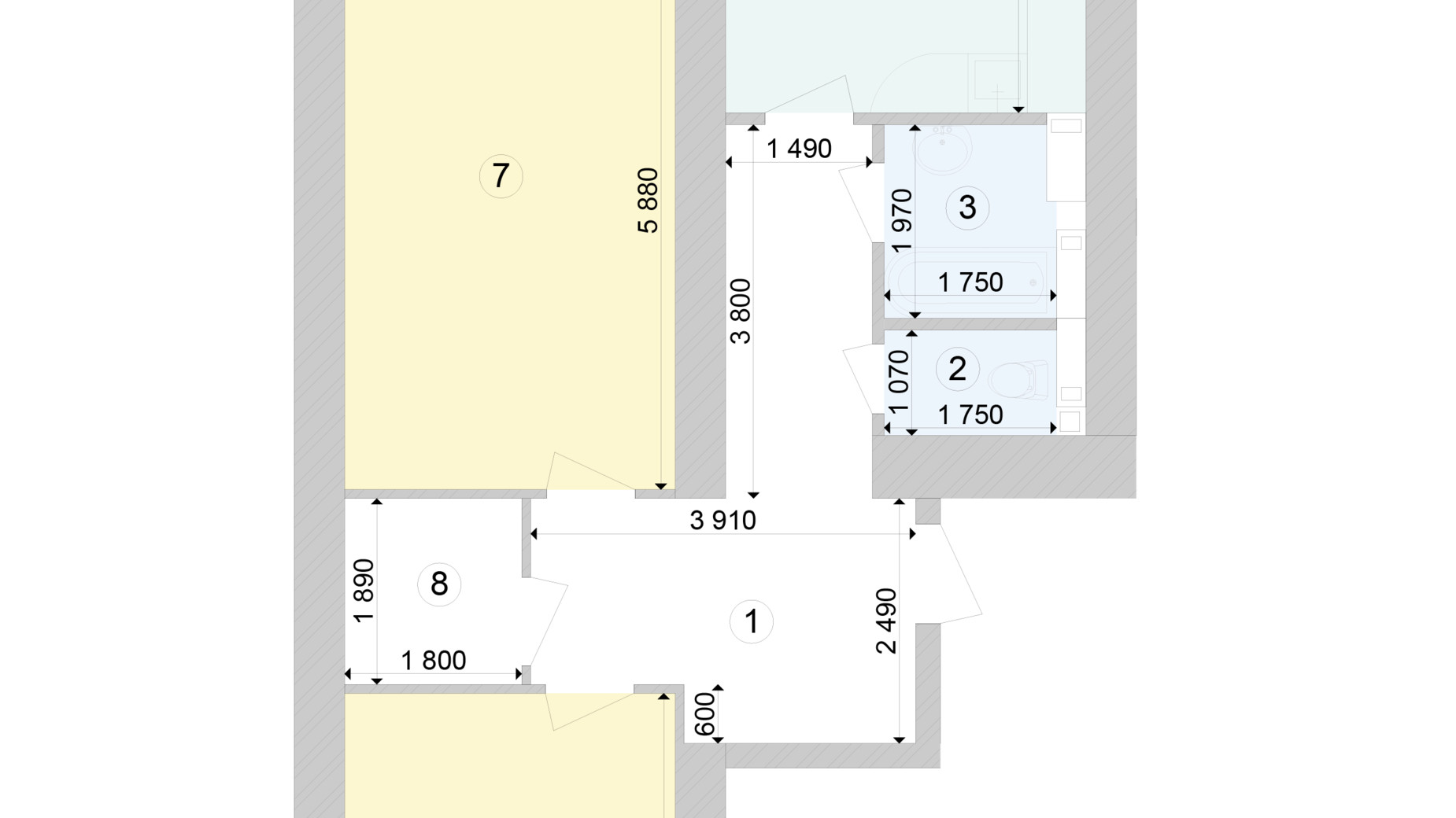 Планування 2-кімнатної квартири в ЖК Голосіївська Долина 73.99 м², фото 222979