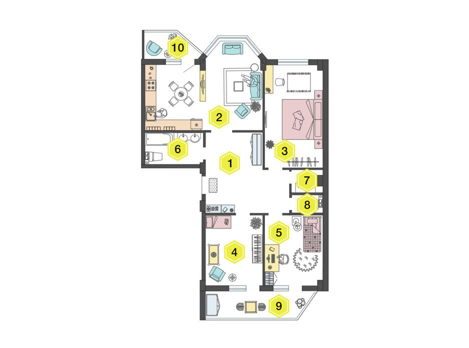 Планировка 3-комнатной квартиры в ЖК Алексеевский 99.8 м², фото 223335 Планировка 3-комнатной квартиры в ЖК Алексеевский 99.8 м², фото 223335