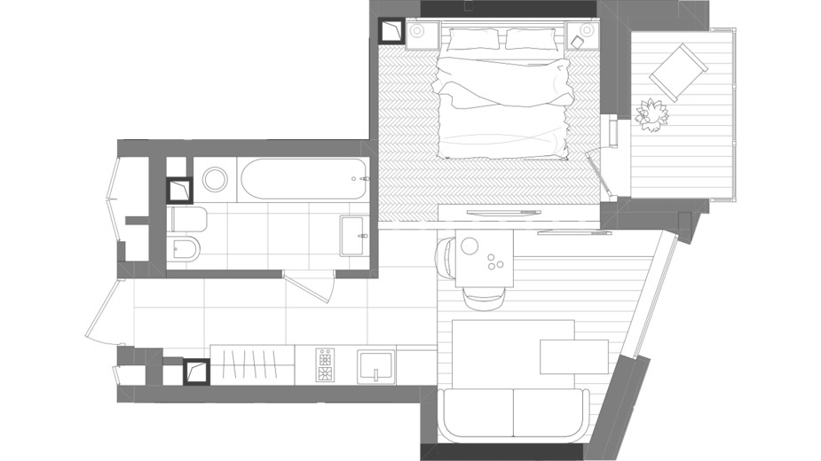 Планировка 1-комнатной квартиры в ЖК Creator City 32.52 м², фото 223494