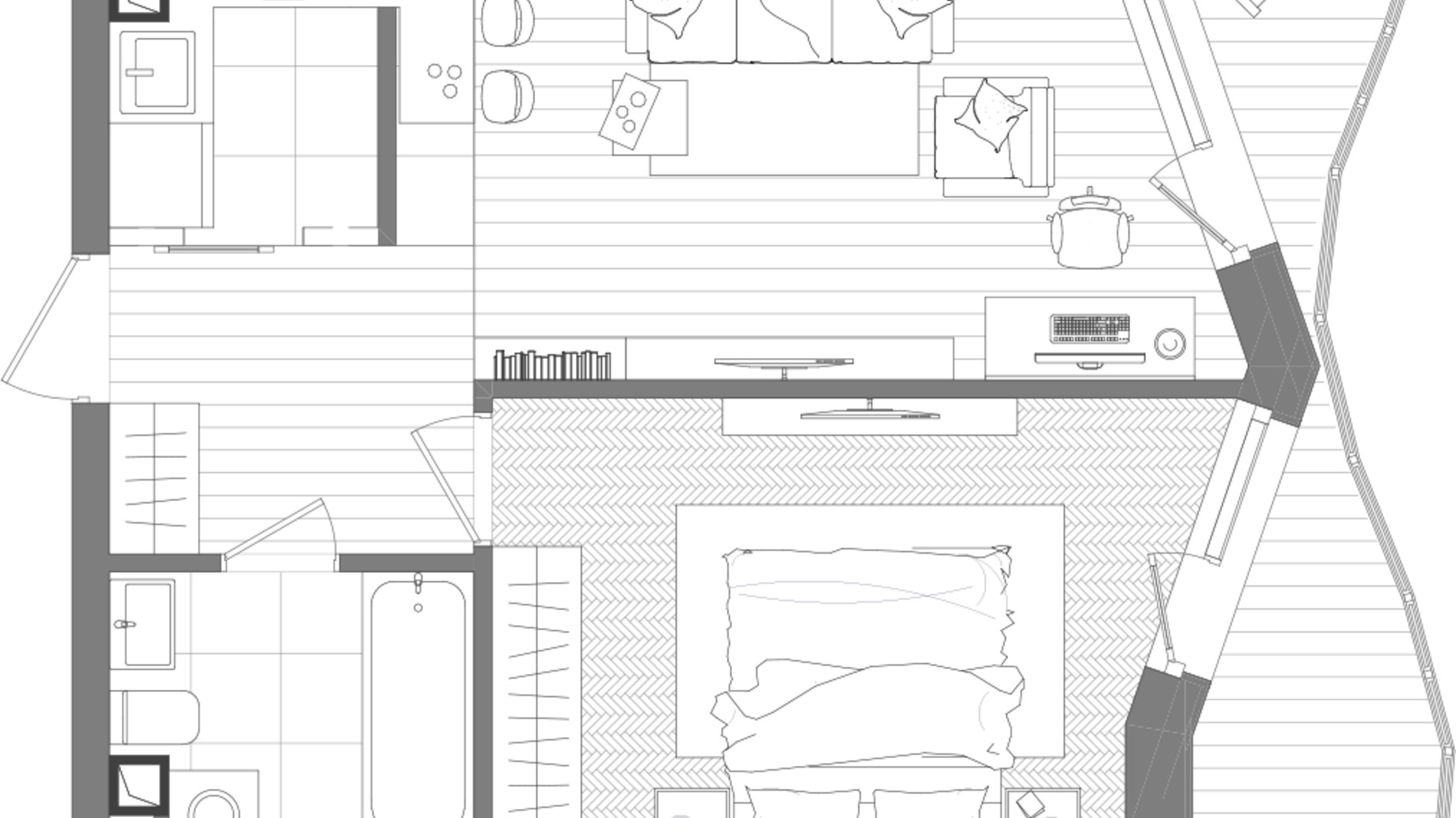 Планування 1-кімнатної квартири в ЖК Creator City 45.11 м², фото 223497