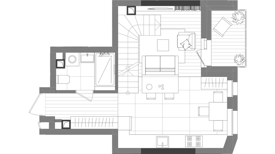 Планировка много­уровневой квартиры в ЖК Creator City 70.56 м², фото 223569