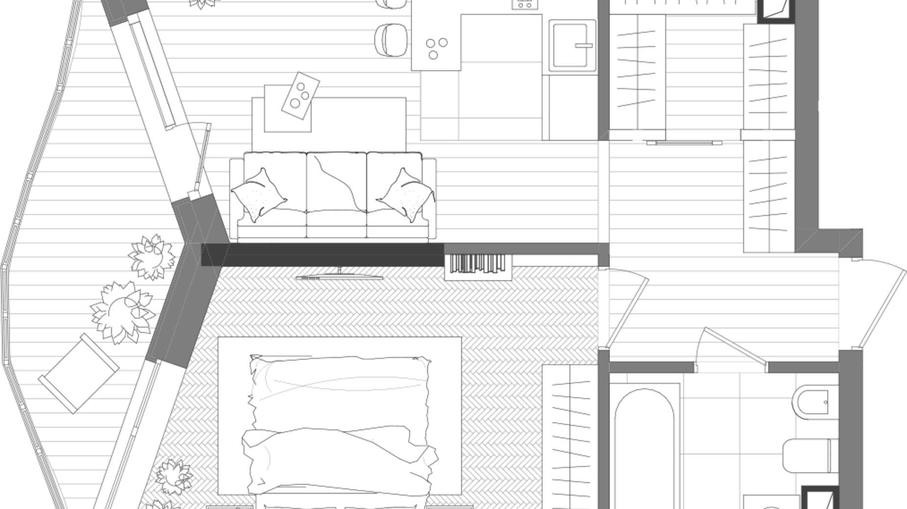 Планування 1-кімнатної квартири в ЖК Creator City 42.46 м², фото 223574