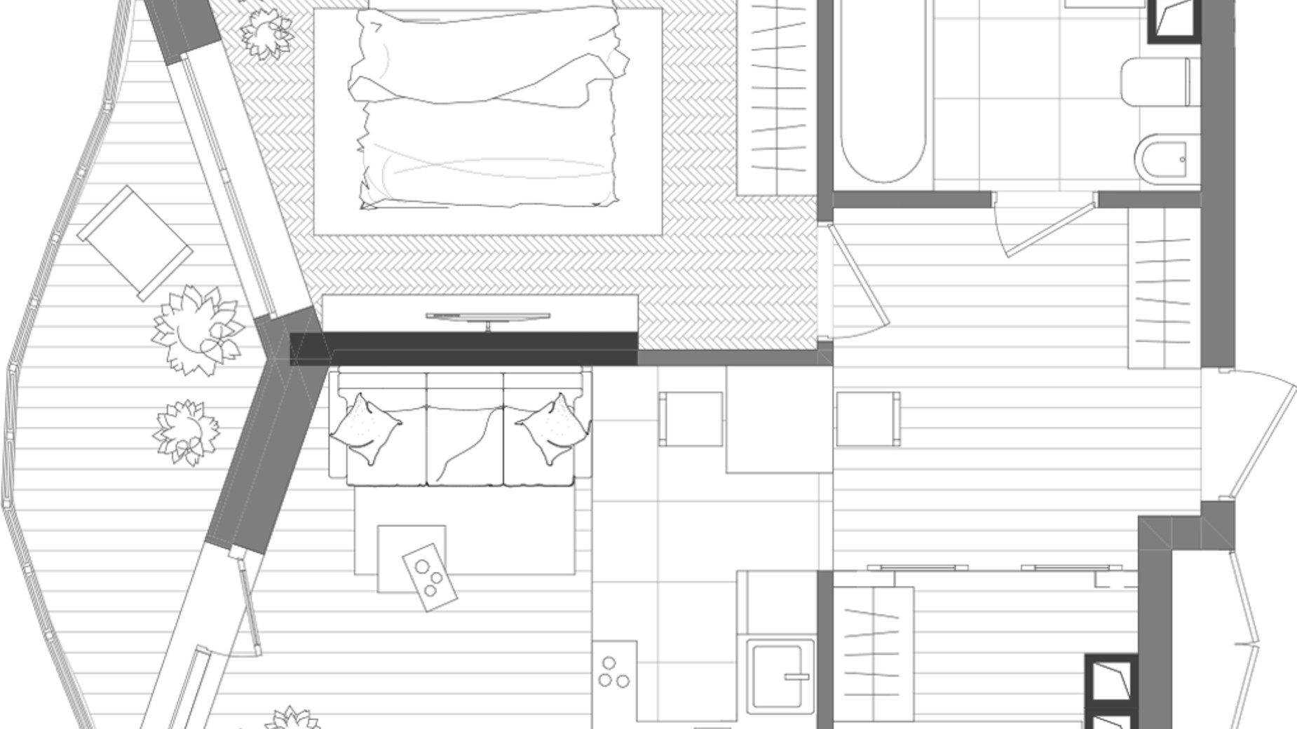 Планування 1-кімнатної квартири в ЖК Creator City 44.36 м², фото 223578