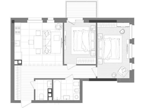 ЖК Creator City: планування 2-кімнатної квартири 66.72 м² ЖК Creator City: планування 2-кімнатної квартири 66.72 м²